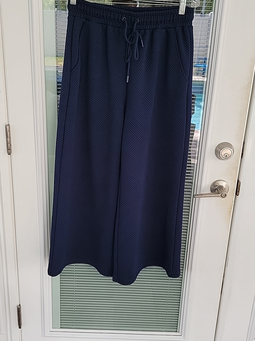 See And Be Seen Textured Duo Women's Lounge Set Navy Blue Sz L Relaxed Fit - Picture 6 of 16